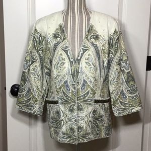 Chico’s Embellished Heritage Tweed Jacket, Ecru/Olive, 2